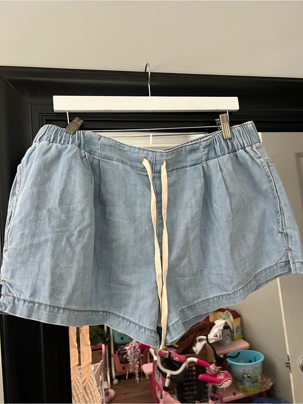 Fashion Nova Light Blue Drawstring Jean Shorts